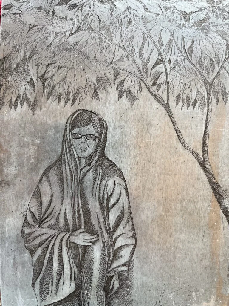 দাদির স্মৃতি ও বাংলাদেশের গ্রামীণ জীবন সম্পর্কিত ড্রইং বা এচিং প্রিন্ট