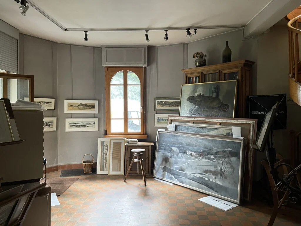 Tanjim Chowdhury during her internship at Pontarlier Museum working with artwork