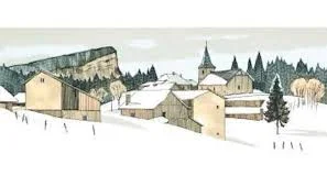Pierre Bichet lithograph of a Jura landscape with elongated format