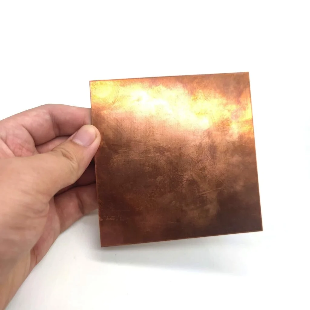 Copper, zinc, and steel metal plates used as etching surfaces for intaglio printmaking