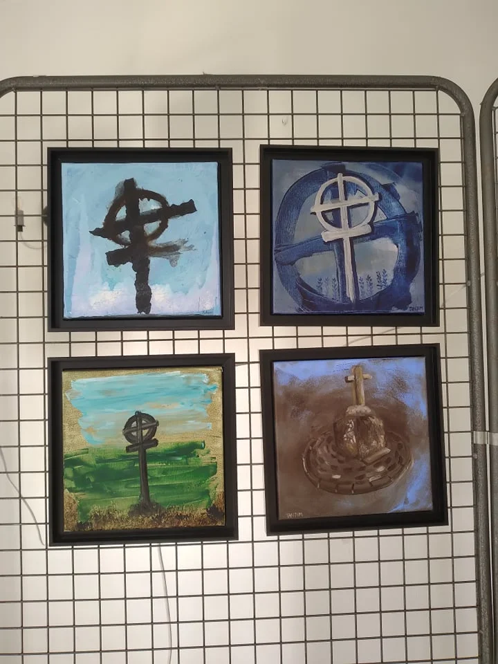 Detail of a painted Breton lock or cross from the Regards Croisés Trévron exhibition