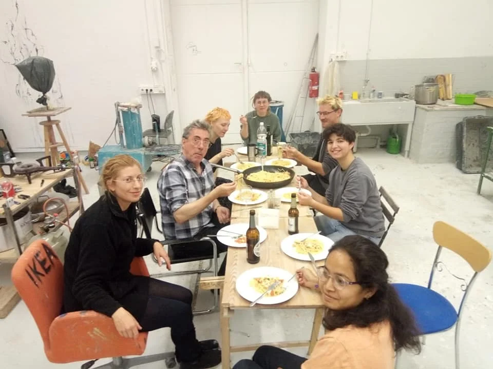 Students and Carl Emanuel Wolff gathered for the first communal dinner at the start of the Erasmus semester
